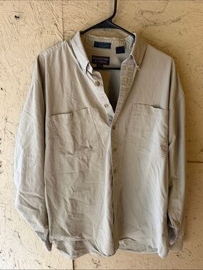 Roundtree & Yorke Men's Light Beige Button-Up Shirt Jacket